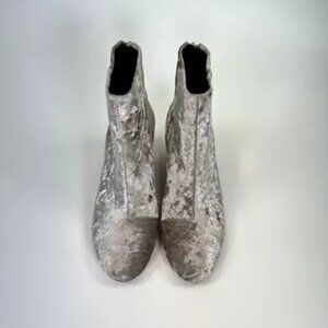 Rag & Bone Womens Drea Dove Velvet Ankle Booties Block Heels 7 EUR 37 Gray Boots